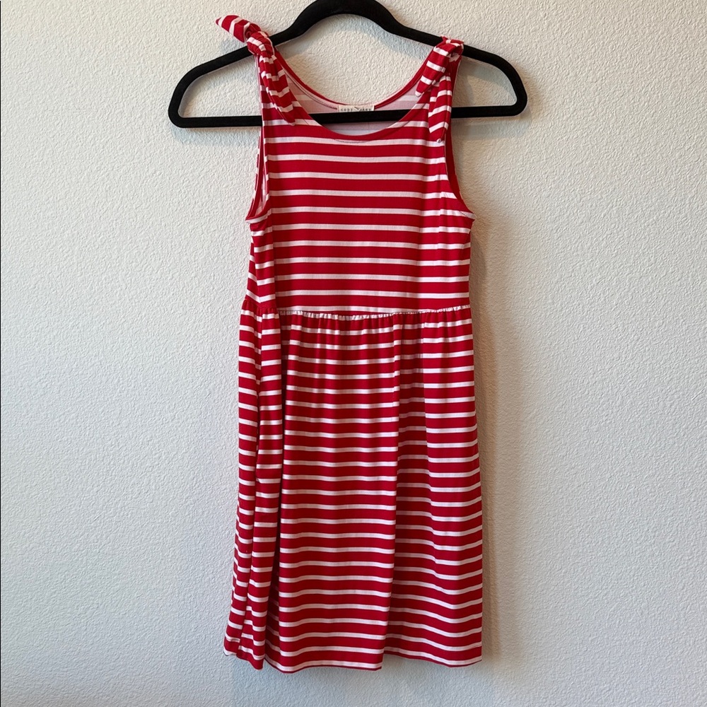 Copper Key Red and White Striped Casual Dress